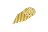 Brass Round Charm, 6 Raw Brass Round Charms With 1 Hole, Fringed Charms, Flower Findings (43x17x0.60mm) SMP0380
