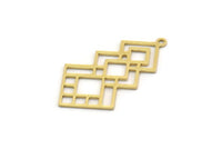 Brass Diamond Charm, 8 Raw Brass Diamond Shaped Charms With 1 Loop, Pendant Findings (31x17x0.60mm) SMP0381
