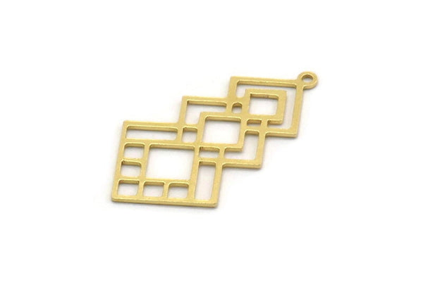 Brass Diamond Charm, 8 Raw Brass Diamond Shaped Charms With 1 Loop, Pendant Findings (31x17x0.60mm) SMP0381