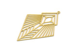 Brass Diamond Charm, 2 Raw Brass Diamond Shaped Charms With 1 Loop, Pendant Findings (49x34x0.60mm) SMP0383 A2630