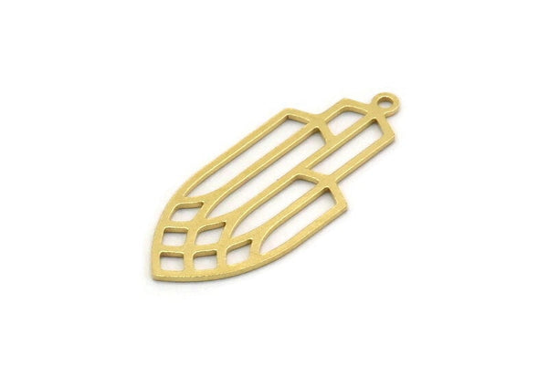 Brass Irregular Charm, 8 Raw Brass Irregular Shaped Charms With 1 Loop, Charm Pendants (29x12x0.60mm) SMP0384
