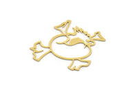 Brass Skull Charm, 4 Raw Brass Skull Head Charms, Findings (30x29x0.60mm) SMP0388