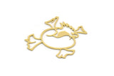 Brass Skull Charm, 4 Raw Brass Skull Head Charms, Findings (30x29x0.60mm) SMP0388