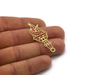 Brass Torch Charm, 4 Raw Brass Torch Shaped Charms With 2 Loops, Findings (47x18x0.60mm) SMP0389 A6346