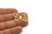 Brass Butterfly Charm, 4 Raw Brass Butterfly Charms With 1 Loop, Earring Findings (25x33x0.60mm) SMP0390