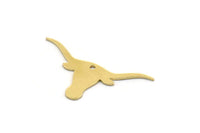 Brass Bull Charm, 12 Raw Brass Ox Head Shaped Charms With 1 Hole, Findings (15x30x0.60mm) SMP0391