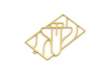Brass Rectangle Charm, 2 Raw Brass Space Shuttle Charms With 1 Loop, Earrings, Pendants, Findings (38x25x0.60mm) SMP0392