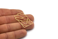 Brass Rectangle Charm, 2 Raw Brass Space Shuttle Charms With 1 Loop, Earrings, Pendants, Findings (38x25x0.60mm) SMP0392