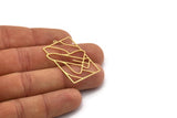 Brass Rectangle Charm, 2 Raw Brass Space Shuttle Charms With 1 Loop, Earrings, Pendants, Findings (38x25x0.60mm) SMP0392