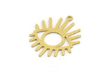 Brass Eye Charm, 10 Raw Brass Eye Charms With 1 Loop, Findings (23.5x19x0.60mm) SMP0393