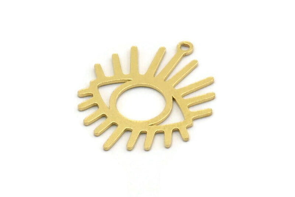 Brass Eye Charm, 10 Raw Brass Eye Charms With 1 Loop, Findings (23.5x19x0.60mm) SMP0393