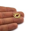 Brass Eye Charm, 10 Raw Brass Eye Charms With 1 Loop, Findings (23.5x19x0.60mm) SMP0393