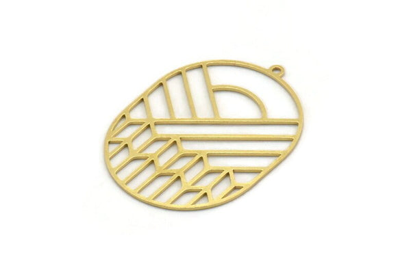 Brass Oval Charm, 4 Raw Brass Oval Charms With 1 Loop, Earring Charms (35x26x0.60mm) SMP0394