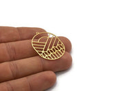 Brass Oval Charm, 4 Raw Brass Oval Charms With 1 Loop, Earring Charms (35x26x0.60mm) SMP0394