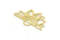 Brass Flower Charm, 6 Raw Brass Flower Shaped Charms With 1 Loop, Findings (20.5x33x0.60mm) SMP0395