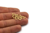Brass Flower Charm, 6 Raw Brass Flower Shaped Charms With 1 Loop, Findings (20.5x33x0.60mm) SMP0395