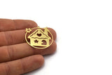Brass House Charm, 2 Raw Brass House Shaped Charms With 1 Loop, Earrings, Findings (34x32x0.60mm) SMP0397