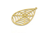 Brass Drop Charm, 4 Raw Brass Spider Web Charms With 1 Loop, Charm Pendants (35x22x0.60mm) SMP0399 A5821