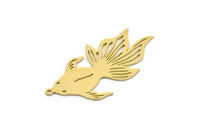 Brass Fish Charm, 4 Raw Brass Gold Fish Shaped Charms With 1 Loop, Findings (40x20x0.60mm) SMP0401 A6260