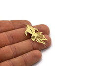 Brass Fish Charm, 4 Raw Brass Gold Fish Shaped Charms With 1 Loop, Findings (40x20x0.60mm) SMP0401 A6260