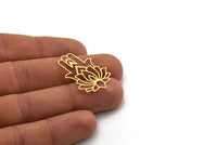 Brass Hand Charm, 4 Raw Brass Hand Shaped Charms, Lotus Flower Charms, Earrings, Findings (32x22x0.60mm) SMP0402