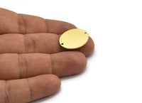 Brass Oval Charm, 8 Raw Brass Oval Charms With 2 Holes, Connectors (22x17x0.80mm) A3591