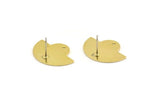 Semi Circle Earring, 4 Raw Brass Semi Circle Stud Earrings With 1 Hole (24x17.5x0.8mm) U104 A3604