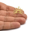 Brass Sun Earring, 4 Textured Raw Brass Sun Stud Earrings With 1 Loop (20x25x0.80mm) M02295