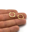 Brass Square Charm, 24 Raw Brass Square Connectors, Findings (14x0.80mm) A6820