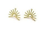 Brass Sun Earring, 4 Textured Raw Brass Sun Stud Earrings With 1 Loop (20x25x0.80mm) M02295