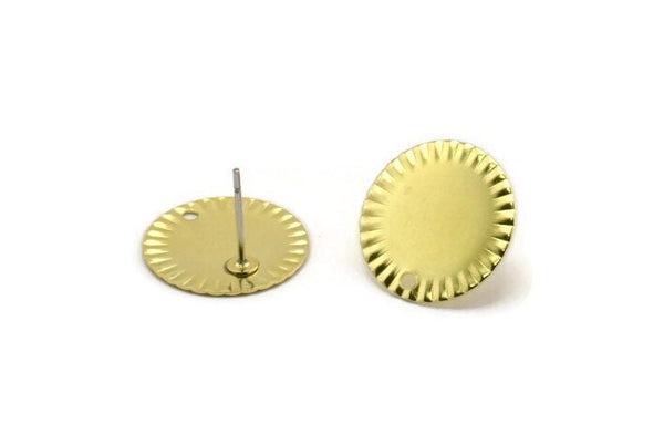 Brass Round Earring, 8 Raw Brass Round Stud Earrings With 1 Hole, Findings (16x0.50mm) A2882 A6825