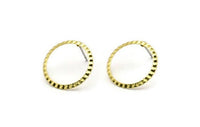 Brass Circle Earring, 8 Raw Brass Circle Stud Earrings, Findings (19x0.50mm) A2881 A6830