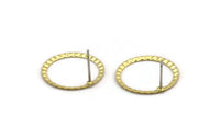 Brass Circle Earring, 8 Raw Brass Circle Stud Earrings, Findings (19x0.50mm) A2881 A6830