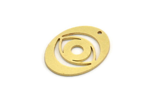 Brass Oval Charm, 10 Raw Brass Eye Charms With 1 Hole, Earring Charms (22x17x0.80mm) A6808