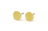 Brass Round Earring, 12 Raw Brass Round Stud Earrings With 1 Hole (8x0.60mm) A6826