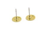 Brass Round Earring, 12 Raw Brass Round Stud Earrings With 1 Hole (8x0.60mm) A6826