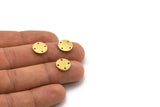 Brass Round Charm, 24 Raw Brass Round Shaped Charms With 4 Holes, Connectors (11x1mm) A6804