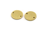 Brass Round Charm, 24 Raw Brass Round Shaped Charms With 2 Holes, Connectors (11x1mm) A6810
