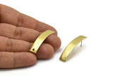 Brass Rectangle Earring, 4 Raw Brass Rectangle Stud Earrings With 1 Hole (40x8x0.80mm) A1731 A3565