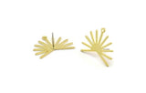 Brass Sun Earring, 4 Raw Brass Sun Stud Earrings With 1 Loop (20x25x0.80mm) M02291 A6834
