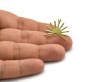 Brass Sun Earring, 4 Raw Brass Sun Stud Earrings With 1 Loop (20x25x0.80mm) M02291 A6834
