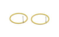 28mm Circle Earring, 8 Raw Brass Circle Stud Earrings (28x1.3x1mm) A3783 A6823