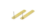 Brass Earring, 8 Raw Brass Rectangle Stud Earrings With 1 Hole (30x5x0.80mm) A1737 A6822
