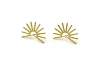 Brass Sun Earring, 4 Raw Brass Sun Stud Earrings (18x25x0.80mm) M02285 A6821