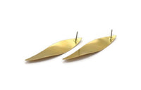Brass Leaf Earring, 4 Raw Brass Leaf Stud Earrings (52x13mm) Bs 1297 A6833