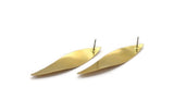 Brass Leaf Earring, 4 Raw Brass Leaf Stud Earrings (52x13mm) Bs 1297 A6833
