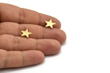 Raw Brass Star Earring, 4 Raw Brass Flat Star Stud Earrings With 1 Loop (14x12.5mm) BS 1721 A6832