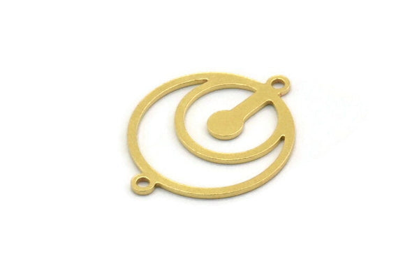 Brass Round Charm, 10 Raw Brass Round Shaped Charms With 2 Loops, Pendants, Findings (20x16x0.60mm) SMP0405