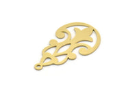 Brass Ethnic Charm, 6 Raw Brass Ethnic Motif Charms With 1 Loop, Earring Charms (32x19x0.60mm) SMP0406