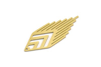 Brass Diamond Charm, 4 Raw Brass Diamond Charms With 1 Hole, Fringed Charms, Findings (45x17x0.60mm) SMP0408